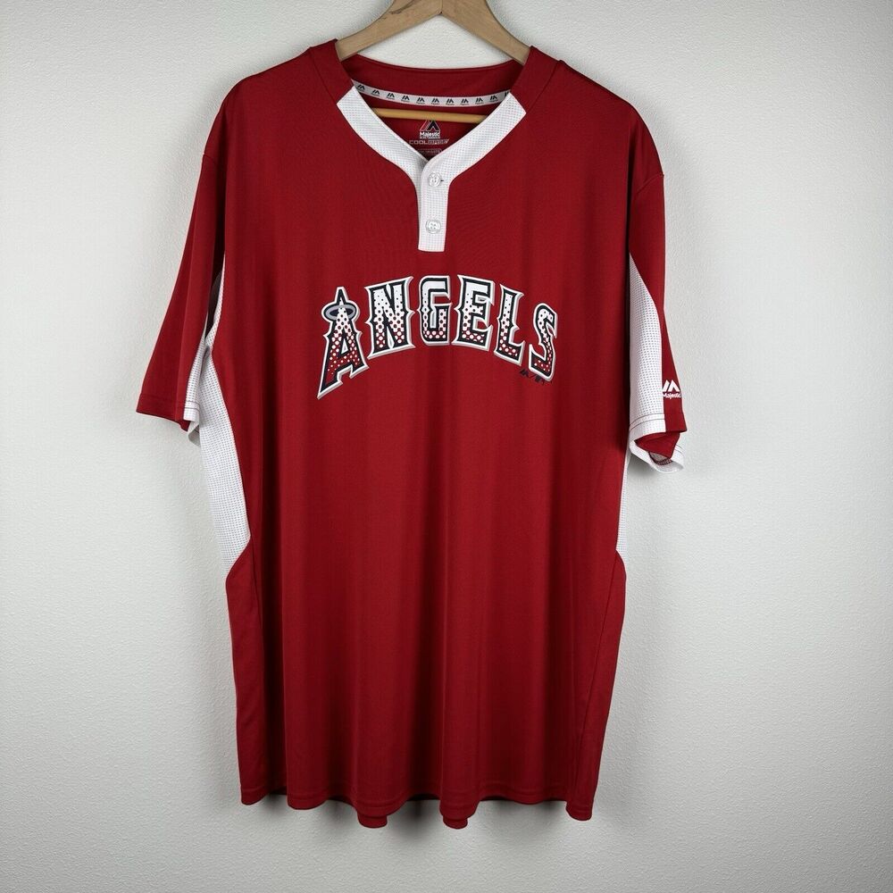 Los Angeles Angels Jersey Adult 2XL XXL Red Majestic Cool Base Short Sleeve Mens
